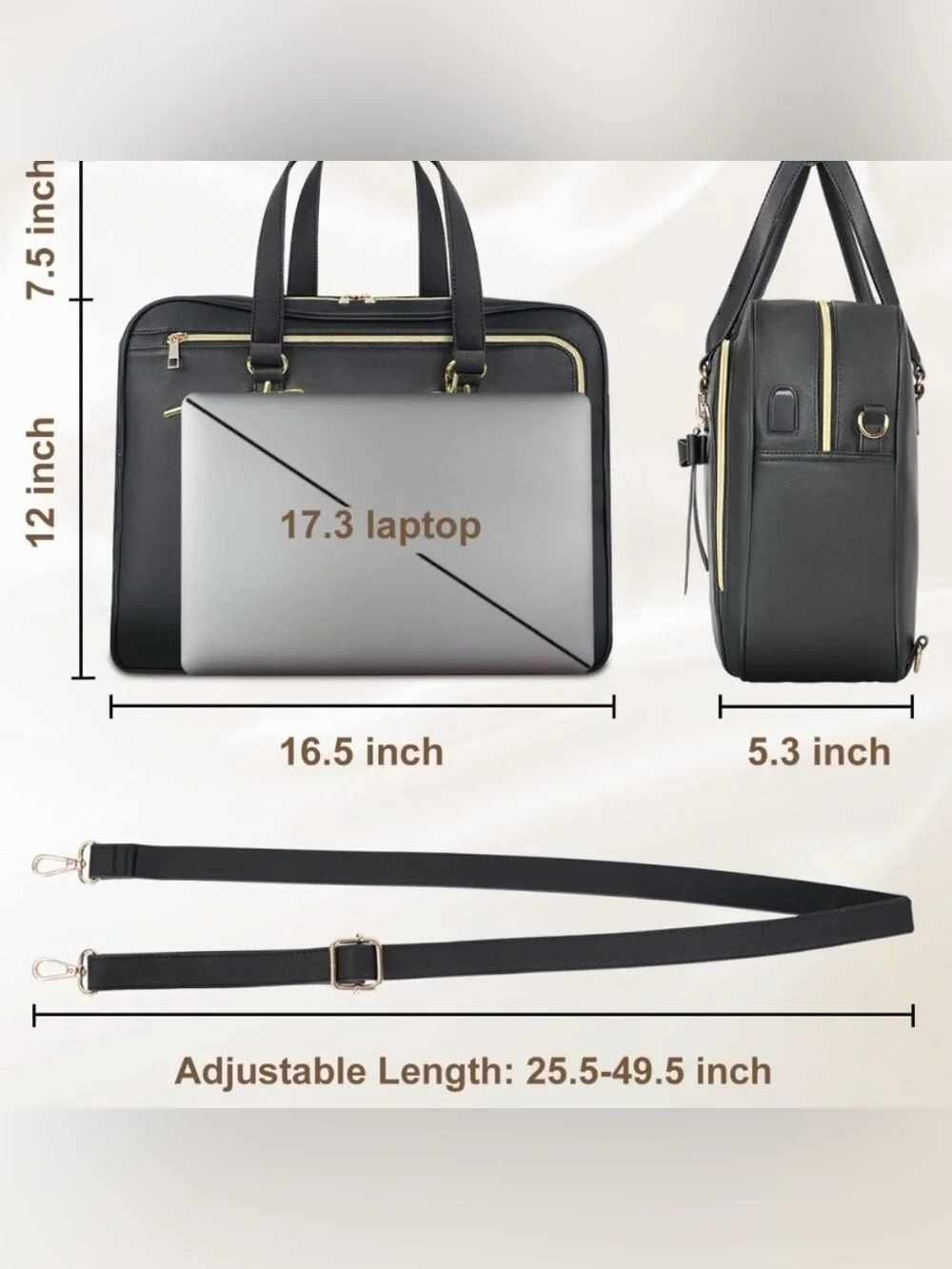 Used 17.3 In Laptop Briefcase, Extra Large Convertible Shoulder/Backpack Women
